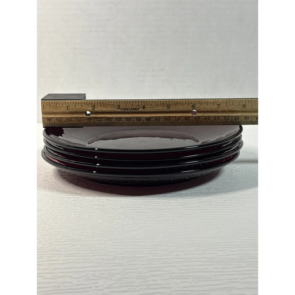 Vintage Tiara Sandwich Ruby Red Glass Bread and Butter Plates (4) 6 inch S0153